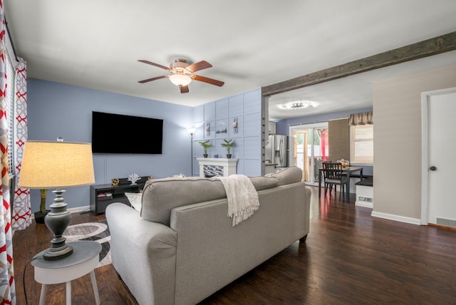 708 Tumbleweed Trl, Mount Juliet, TN 37122 - living room with ceiling fan, wood finished floors, and baseboards