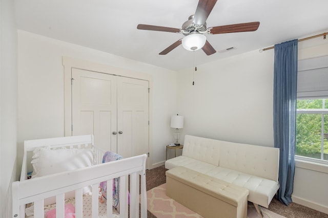 201 Hart Ln, Lebanon, TN 37087 - bedroom with carpet flooring, baseboards, a ceiling fan, and a closet