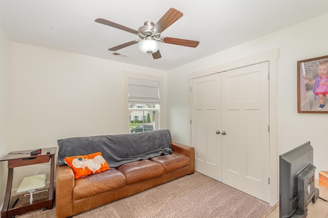201 Hart Ln, Lebanon, TN 37087 - living room featuring light colored carpet and ceiling fan