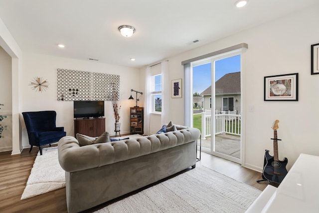 425 Multrees Pl, Smyrna, TN 37167 - living area with wood finished floors, baseboards, and recessed lighting