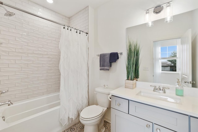 425 Multrees Pl, Smyrna, TN 37167 - full bathroom featuring vanity, toilet, shower / bathtub combination with curtain, and tile patterned flooring