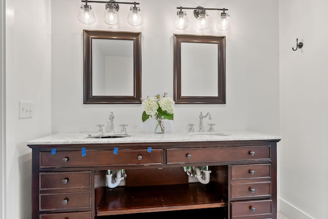 1508 Barnes Dr, Cookeville, TN 38501 - full bathroom featuring double vanity and baseboards