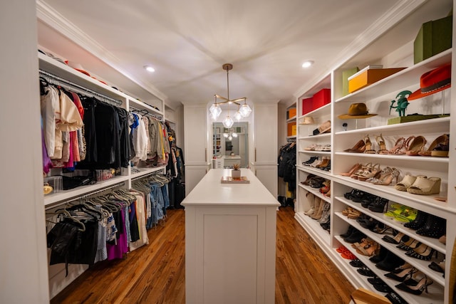 1702 Stokes Ln, Nashville, TN 37215 - spacious closet featuring dark wood-style floors and a chandelier
