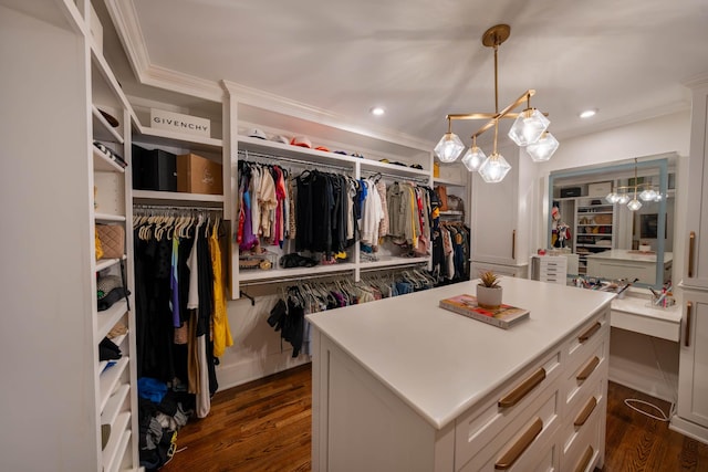 1702 Stokes Ln, Nashville, TN 37215 - walk in closet featuring a chandelier and dark wood-type flooring