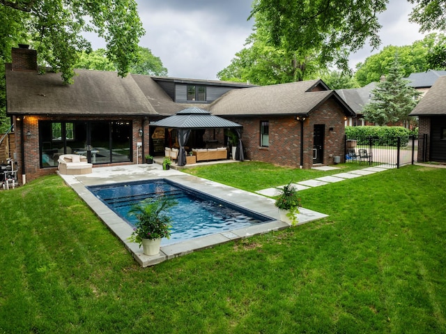 1702 Stokes Ln, Nashville, TN 37215 - view of swimming pool with outdoor lounge area, a gazebo, and a patio area