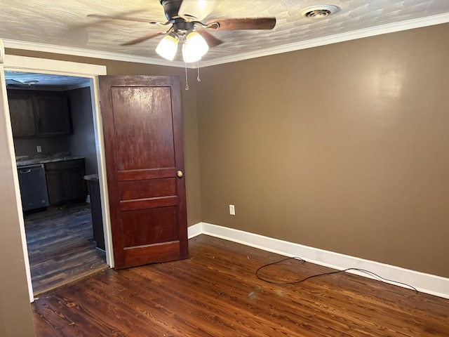 117 Rob Rd, Clarksville, TN 37040 - unfurnished room featuring a ceiling fan, baseboards, dark wood finished floors, and ornamental molding