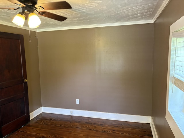 117 Rob Rd, Clarksville, TN 37040 - unfurnished room featuring dark wood-style floors, baseboards, a ceiling fan, and ornamental molding