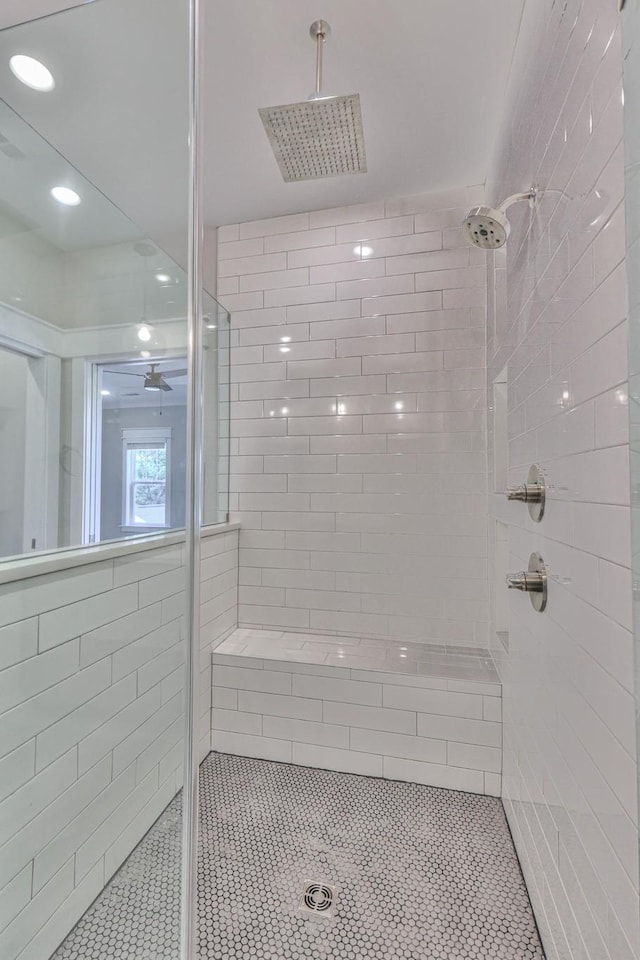 3104 Southlake Dr, Nashville, TN 37211 - bathroom featuring tiled shower and tile patterned flooring