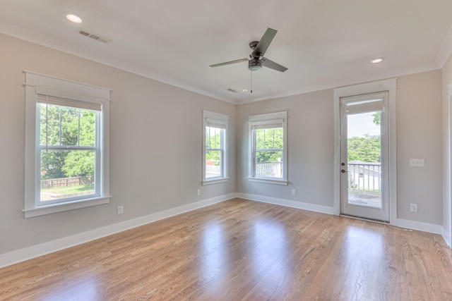 3104 Southlake Dr, Nashville, TN 37211 - empty room featuring plenty of natural light, wood finished floors, baseboards, ornamental molding, and recessed lighting