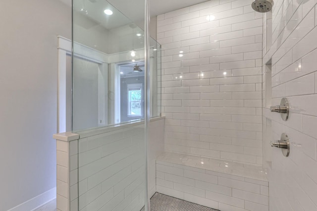 3104 Southlake Dr, Nashville, TN 37211 - bathroom with a tile shower and baseboards