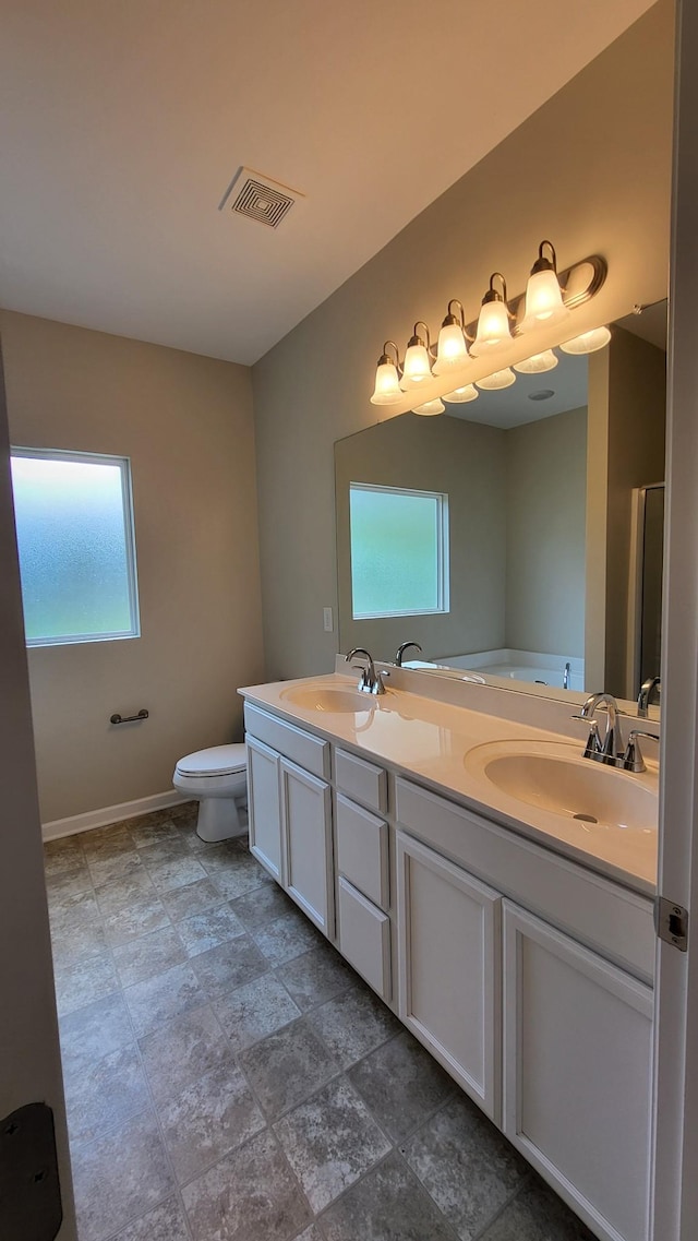 1060 Brayden Dr, Fairview, TN 37062 - bathroom featuring healthy amount of natural light, double vanity, a bath, and toilet