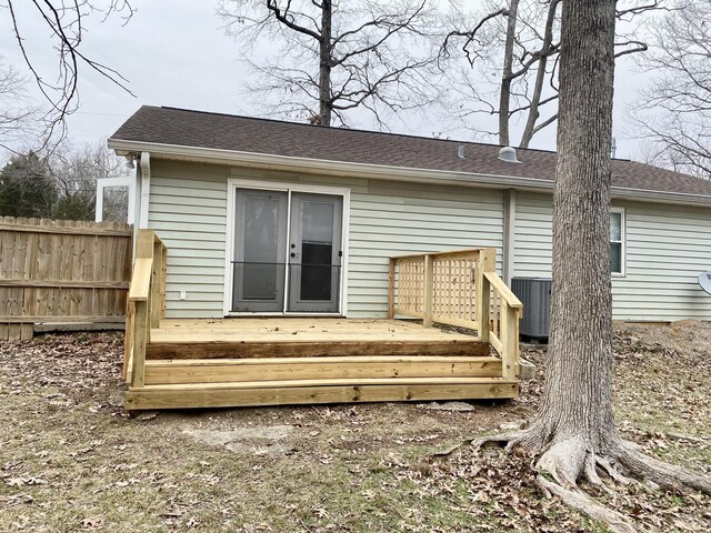120 Holloway Dr, Lebanon, TN 37087 - rear view of property with a deck, roof with shingles, and cooling unit