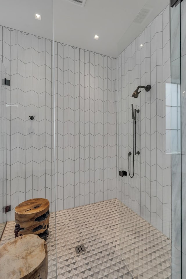 7313 Harlow Dr, College Grove, TN 37046 - bathroom with a tile shower and recessed lighting