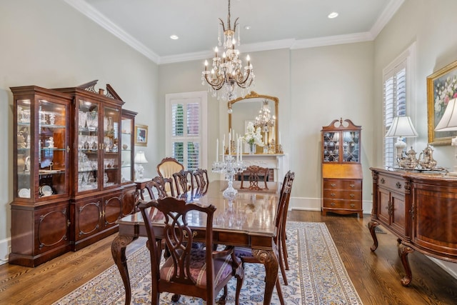 224 3rd Ave S, Franklin, TN 37064 - dining room featuring a chandelier, wood finished floors, crown molding, and recessed lighting