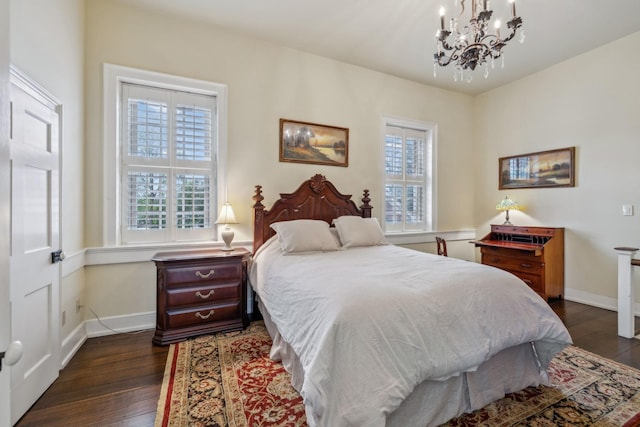 224 3rd Ave S, Franklin, TN 37064 - bedroom featuring a chandelier, dark wood finished floors, and baseboards