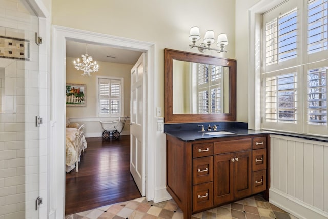 224 3rd Ave S, Franklin, TN 37064 - full bath with a chandelier, vanity, and a stall shower