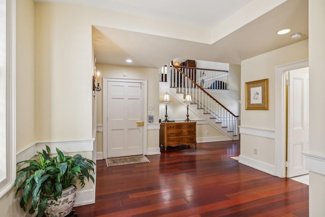 224 3rd Ave S, Franklin, TN 37064 - entryway featuring wood finished floors, stairs, and recessed lighting