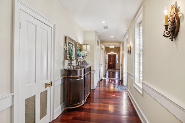 224 3rd Ave S, Franklin, TN 37064 - hallway with dark wood-style floors and recessed lighting