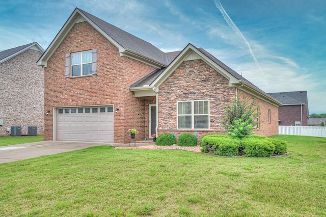 5115 Heroes Ln, Murfreesboro, TN 37129 - view of front facade featuring a garage, central AC, driveway, and brick siding