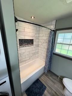 1704 Deer Hollow Dr W, Lawrenceburg, TN 38464 - bathroom with wood finished floors, recessed lighting, and shower / bath combo