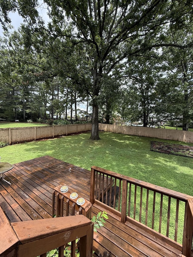 1704 Deer Hollow Dr W, Lawrenceburg, TN 38464 - wooden deck featuring a fenced backyard