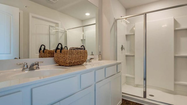4328 Oswin Dr, Murfreesboro, TN 37129 - full bathroom with a shower stall, double vanity, and recessed lighting