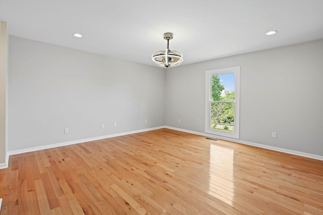 2952 Carters Creek Station Rd, Columbia, TN 38401 - unfurnished room featuring a chandelier, light wood-type flooring, baseboards, and recessed lighting