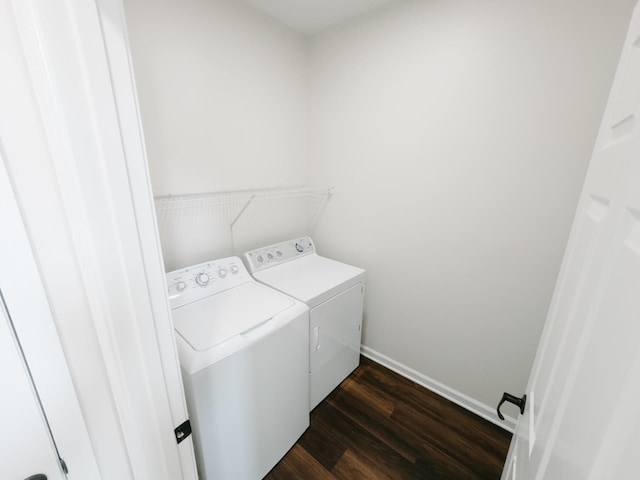 307 Fletcher Ct, Franklin, TN 37067 - laundry room featuring washer and dryer, dark wood-style floors, and baseboards