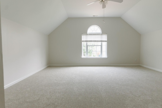 307 Fletcher Ct, Franklin, TN 37067 - additional living space with carpet floors, ceiling fan, vaulted ceiling, and baseboards