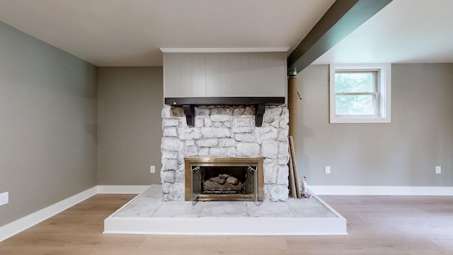110 Lynn Ln, Old Hickory, TN 37138 - detailed view of wood finished floors, baseboards, and a stone fireplace