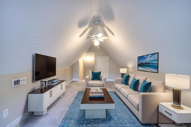 1030 Meandering Way, Franklin, TN 37067 - living area with a ceiling fan, lofted ceiling, and baseboards