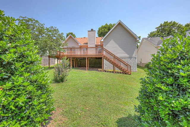 1030 Meandering Way, Franklin, TN 37067 - rear view of property with stairway, a wooden deck, and a chimney