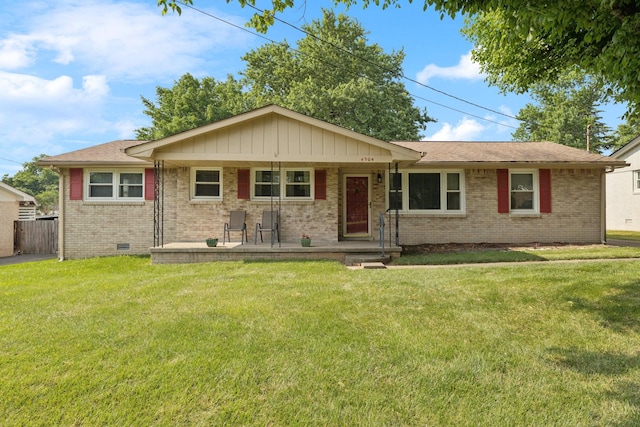 4904 Rainier Dr, Old Hickory, TN 37138 - ranch-style house with brick siding, a porch, crawl space, and a shingled roof