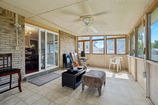 4904 Rainier Dr, Old Hickory, TN 37138 - sunroom / solarium featuring a chandelier and wood walls