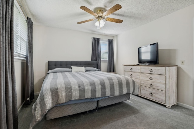4904 Rainier Dr, Old Hickory, TN 37138 - bedroom featuring carpet, ceiling fan, a textured ceiling, and baseboards