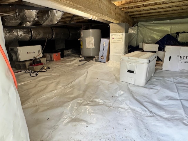111 Stellar Ct, Clarkrange, TN 38553 - basement featuring electric water heater and crawl space