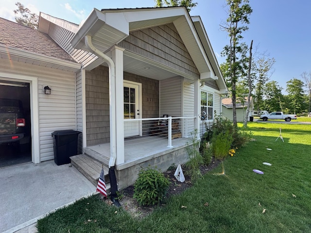 111 Stellar Ct, Clarkrange, TN 38553 - view of home's exterior with a porch, a yard, and a shingled roof