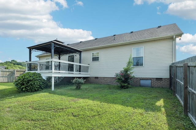 1056 Orion Jones Rd, Chapmansboro, TN 37035 - back of house with crawl space, a fenced backyard, and a deck