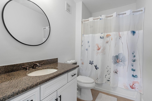 309 Seven Springs Way Unit 404, Brentwood, TN 37027 - full bathroom featuring vanity, tile patterned floors, toilet, and shower / bath combo