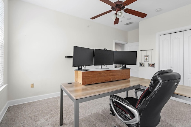 309 Seven Springs Way Unit 404, Brentwood, TN 37027 - office area with a ceiling fan, carpet floors, and baseboards