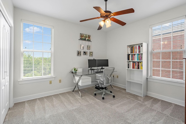 309 Seven Springs Way Unit 404, Brentwood, TN 37027 - home office featuring carpet flooring, plenty of natural light, baseboards, and a ceiling fan
