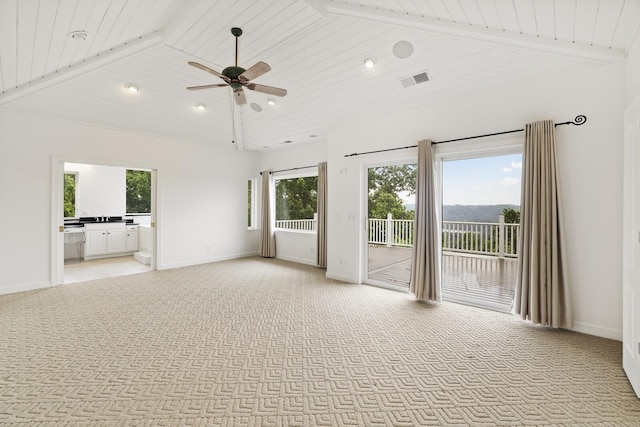 1853 Lafever Ridge Rd, Silver Point, TN 38582 - unfurnished room with light colored carpet, a ceiling fan, recessed lighting, baseboards, and high vaulted ceiling