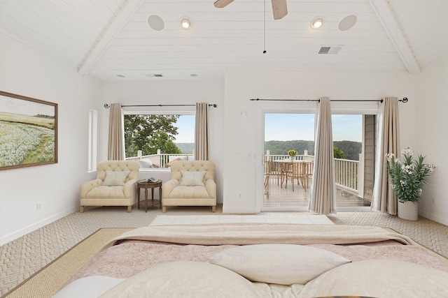 1853 Lafever Ridge Rd, Silver Point, TN 38582 - living area with carpet, baseboards, ceiling fan, and wood ceiling