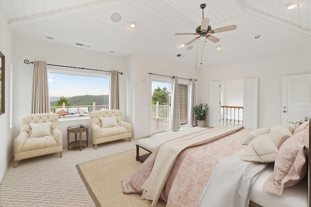 1853 Lafever Ridge Rd, Silver Point, TN 38582 - bedroom featuring light carpet, access to exterior, and ceiling fan