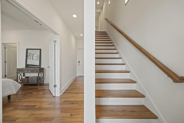 3746 Central Pike Unit 15, Hermitage, TN 37076 - staircase featuring recessed lighting, wood finished floors, and baseboards