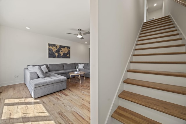 3746 Central Pike Unit 15, Hermitage, TN 37076 - stairway with wood finished floors, ceiling fan, baseboards, and recessed lighting