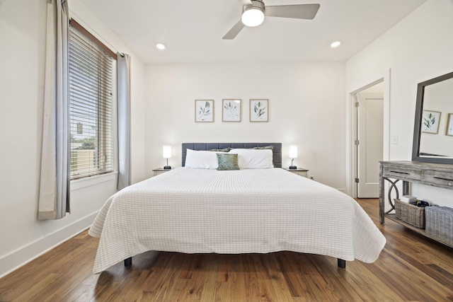 3746 Central Pike Unit 15, Hermitage, TN 37076 - bedroom with wood finished floors, ceiling fan, baseboards, and recessed lighting