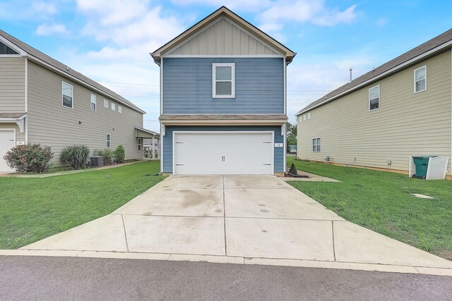 18 Pointer Pl, Lebanon, TN 37087 - view of front facade with board and batten siding, a front yard, an attached garage, and driveway