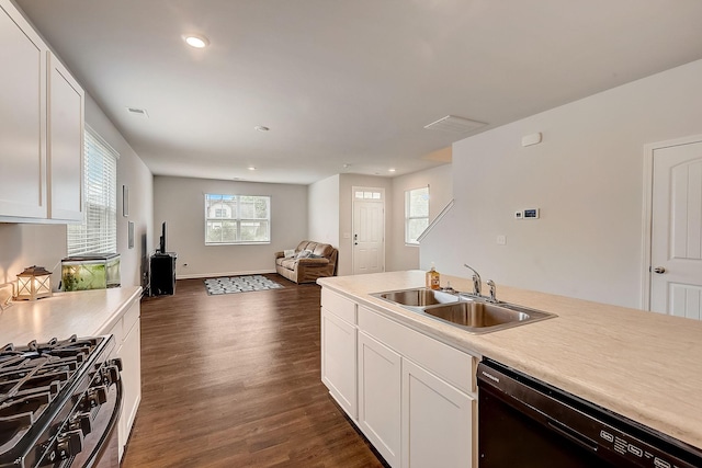18 Pointer Pl, Lebanon, TN 37087 - kitchen with black dishwasher, dark wood-type flooring, white cabinets, and recessed lighting