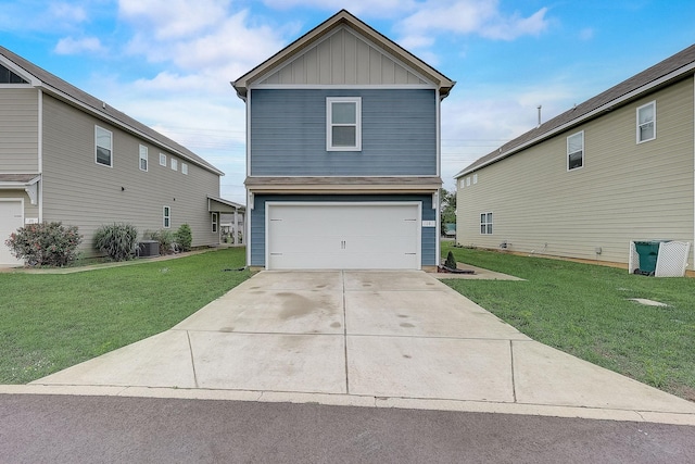 18 Pointer Pl, Lebanon, TN 37087 - view of front of home featuring board and batten siding, a front yard, an attached garage, and concrete driveway